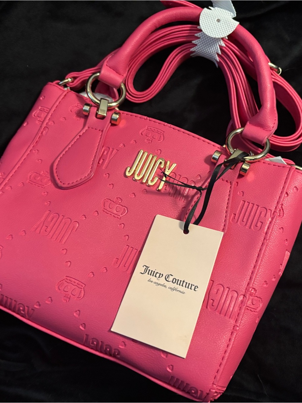 Juicy Couture Bright Pink Embossed Satchel with Gold Hardware